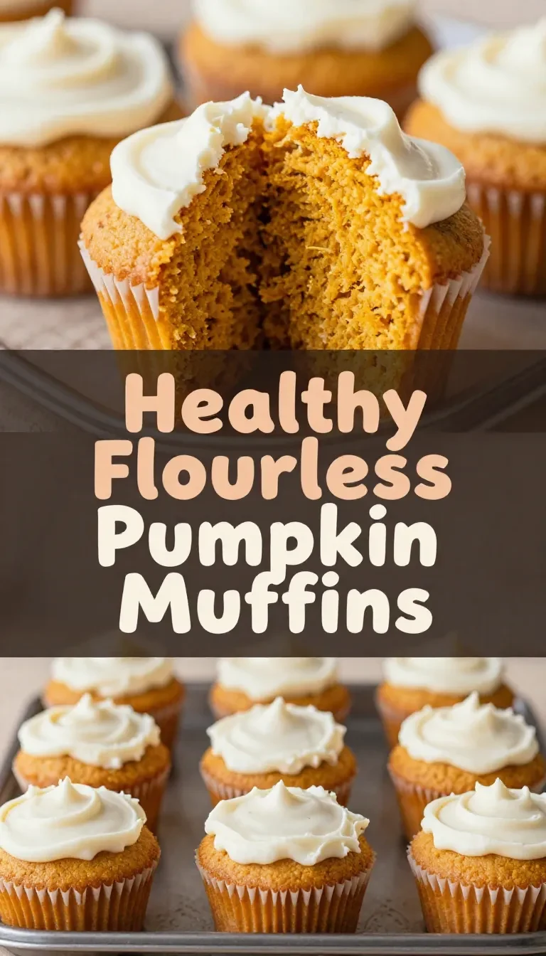 Fresh flourless pumpkin muffins topped with a light dusting of cinnamon on a rustic plate