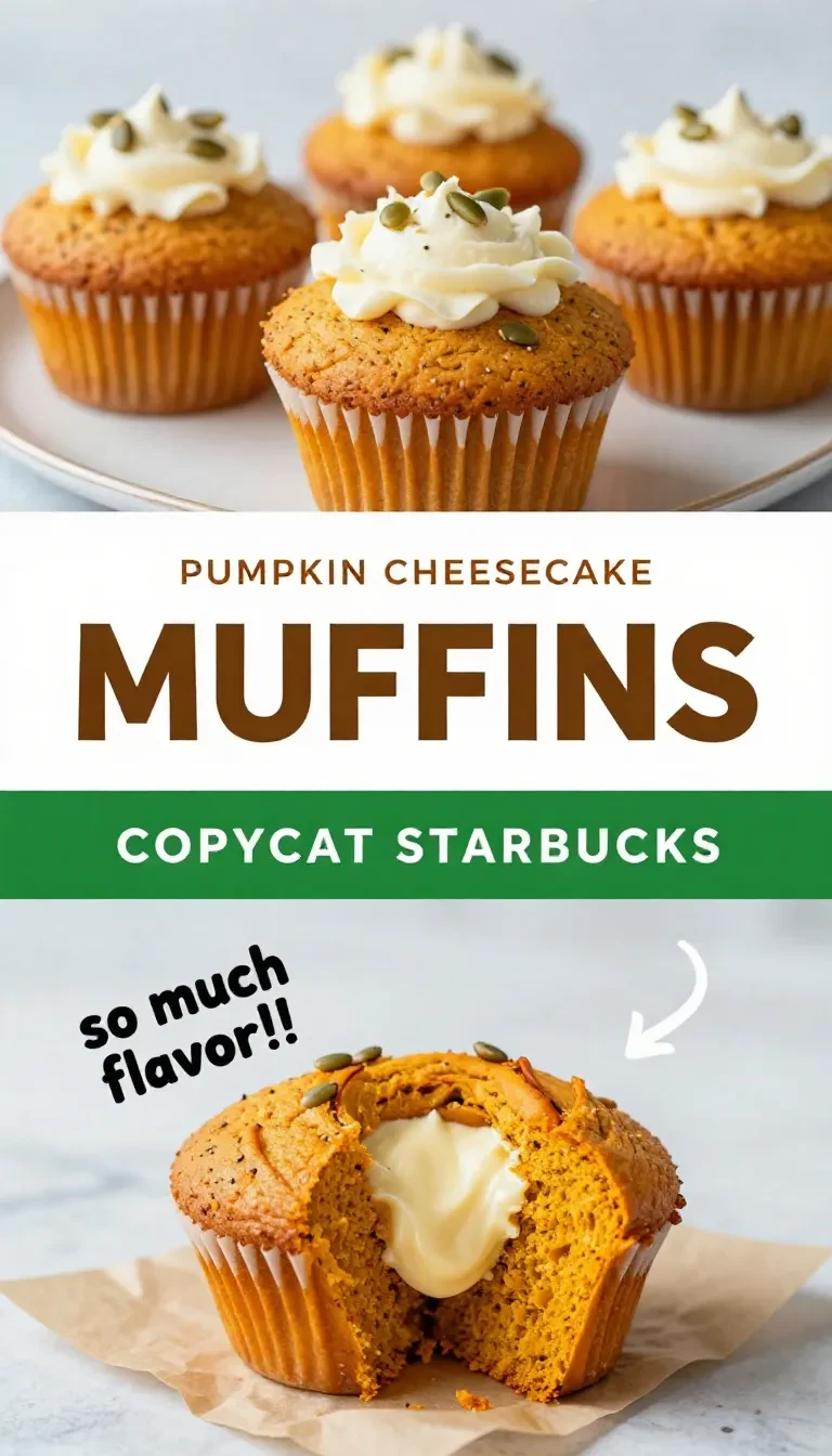 Homemade copycat Starbucks pumpkin cream cheese muffins on a plate with a light dusting of cinnamon.