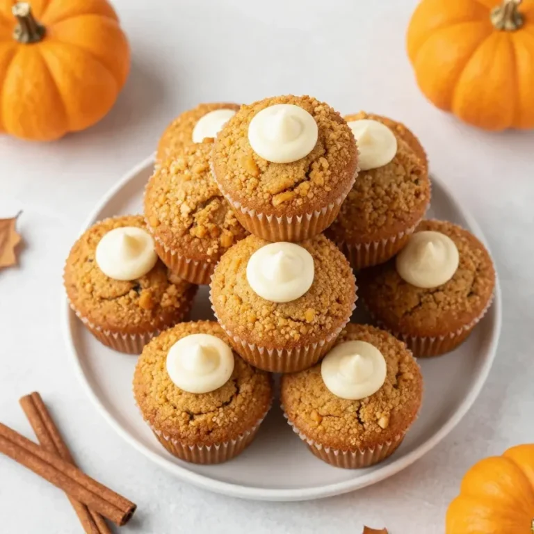 Pumpkin muffins split open to reveal a smooth maple cream cheese filling.
